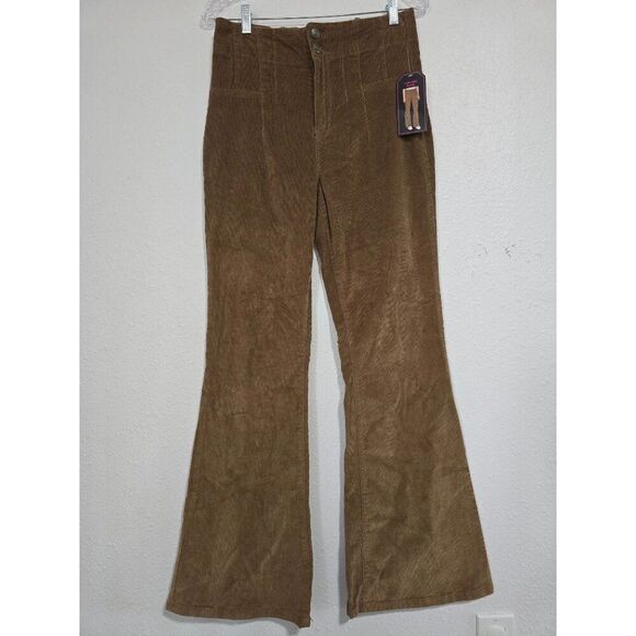 NWT No Boundaries Women's Juniors Pintuck Flare Corduroy Pants Sz 9 - Picture 1 of 8